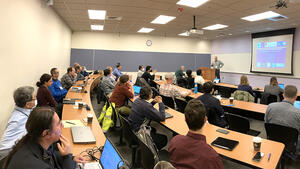 Jon Bray speaks to OpenSRA workshop audience.